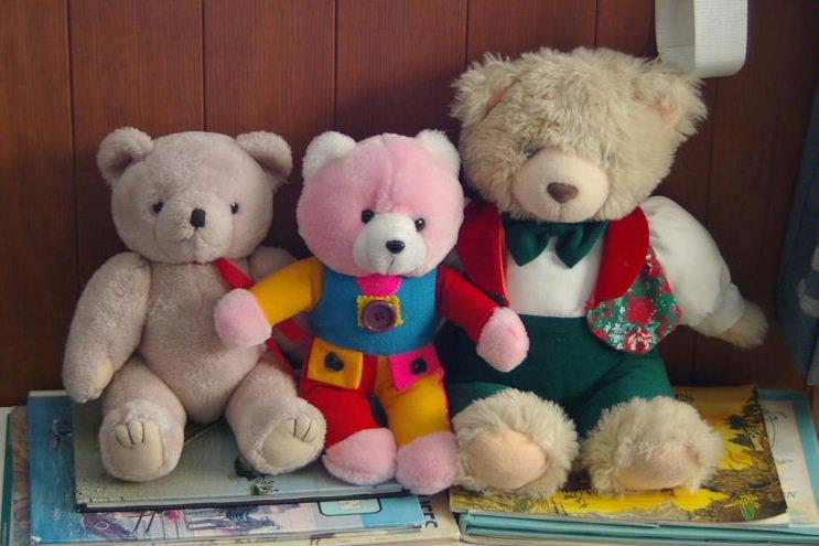  Three bears awaiting visit from grandchildren.